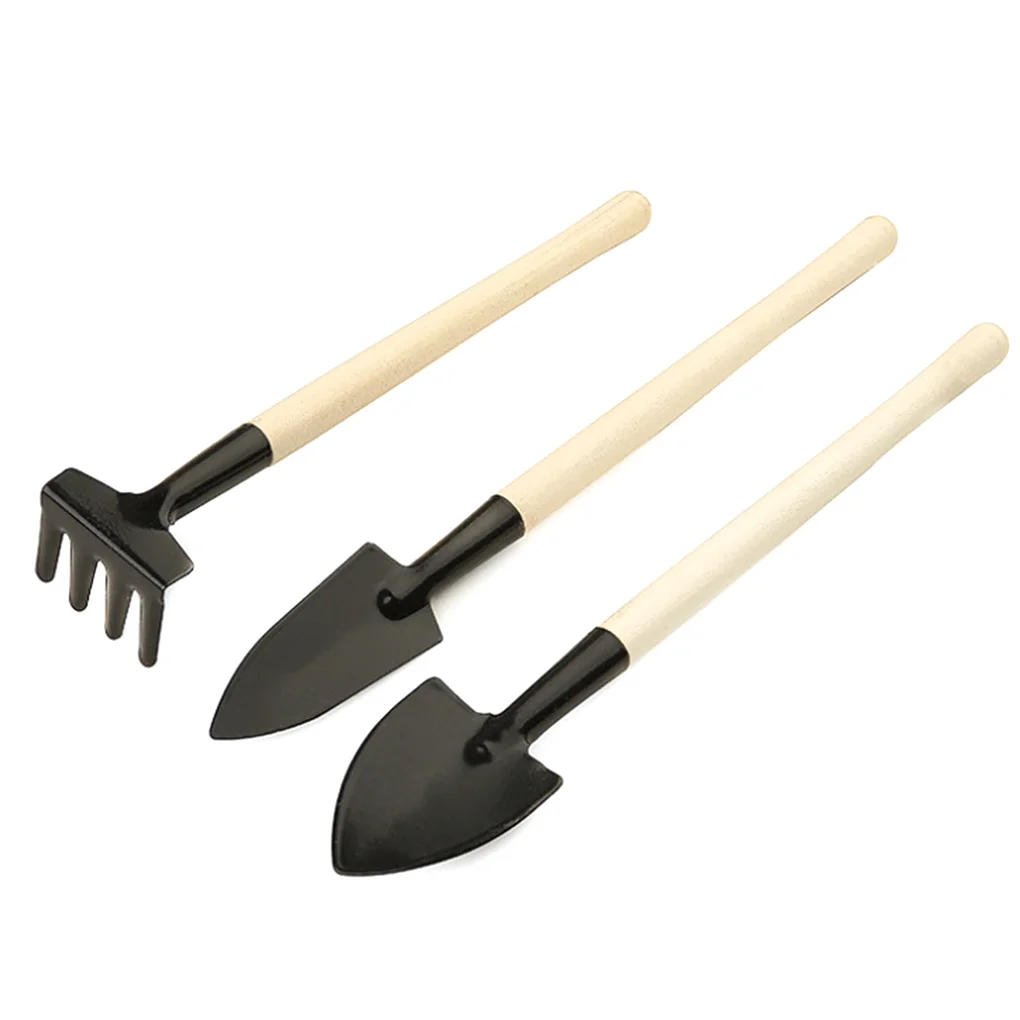 3PCS/Set Garden Tool Set Wooden Handle Iron Head Handheld Trowel Fork Multi\-Tool Garden Gifts Dropping