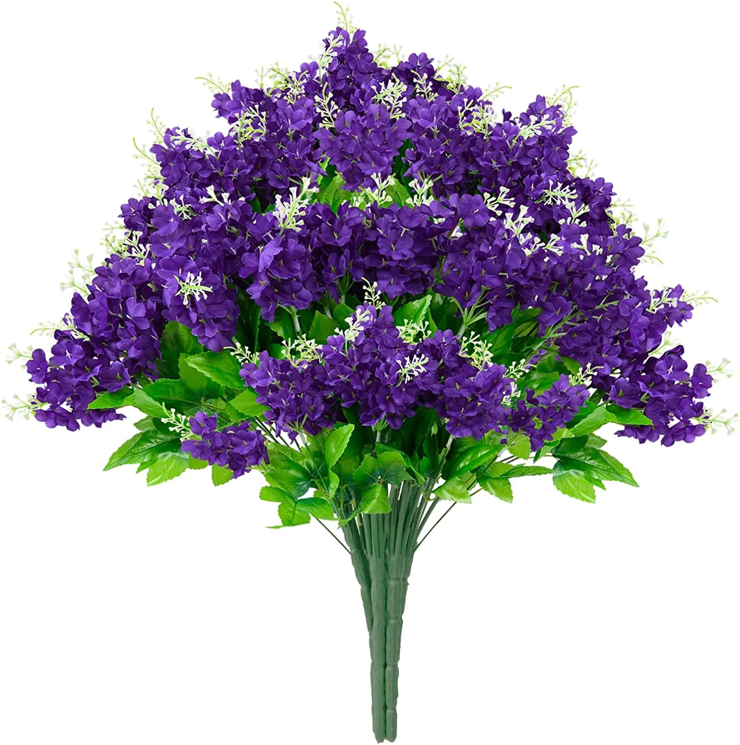 Morttic 6 Bundles Artificial Flower Artificial Outdoor Flower Fake UV Resistant No Fade Greenery Shrubs for Indoor Outside Hanging Plant Garden Porch Window Box Home Wedding Decor, Dark Purple