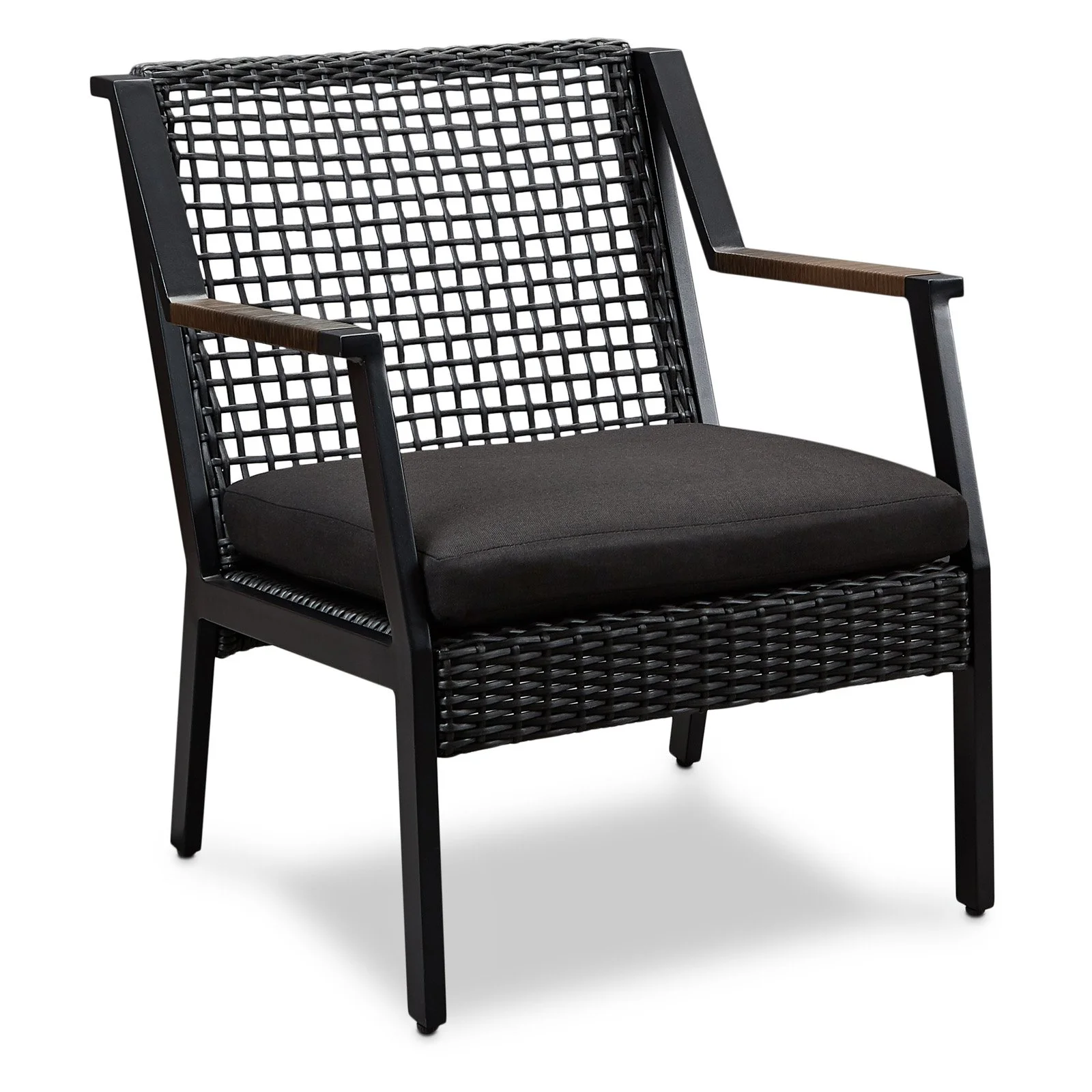 Real Flame Calvin Aluminum Patio Dining Arm Chair in Black (Set of 2)