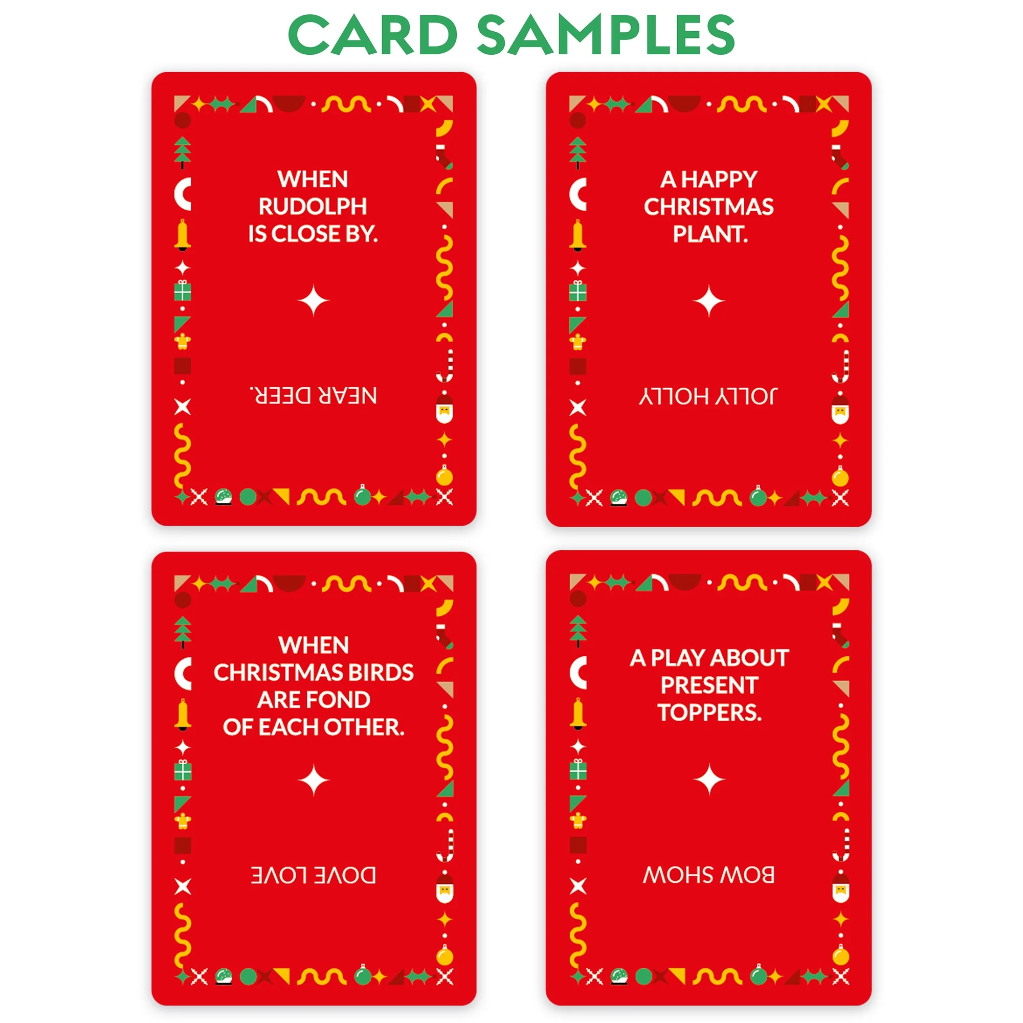 Holly Jolly - A Holiday Themed Absurd Word Game, 50 Festive Rhymes To Guess, Christmas Card Game