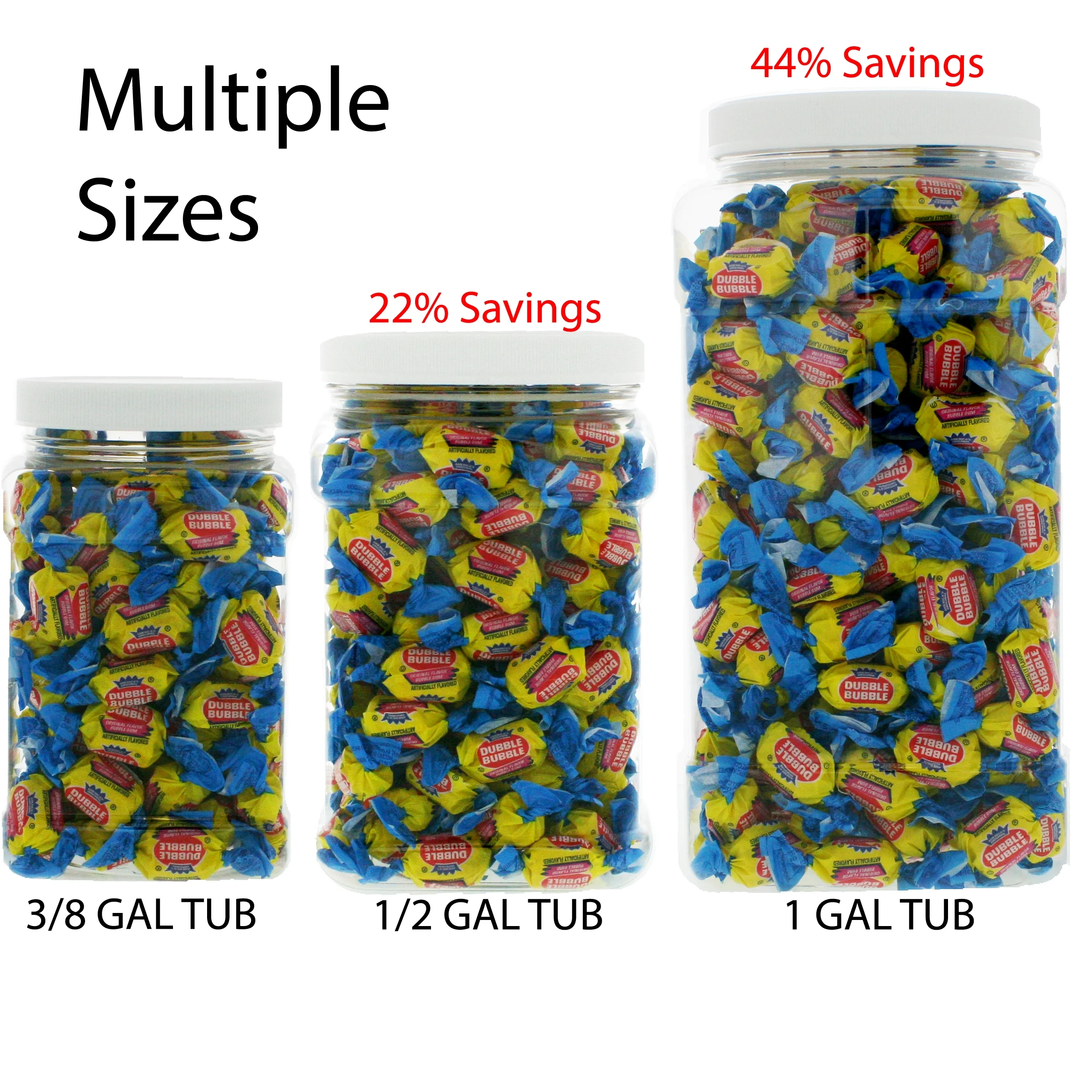 Dubble Bubble Bubble Gum 3LB - Original Individually Wrapped Bulk Candy in 1 Gallon Gift Ready Reusable Square Jar