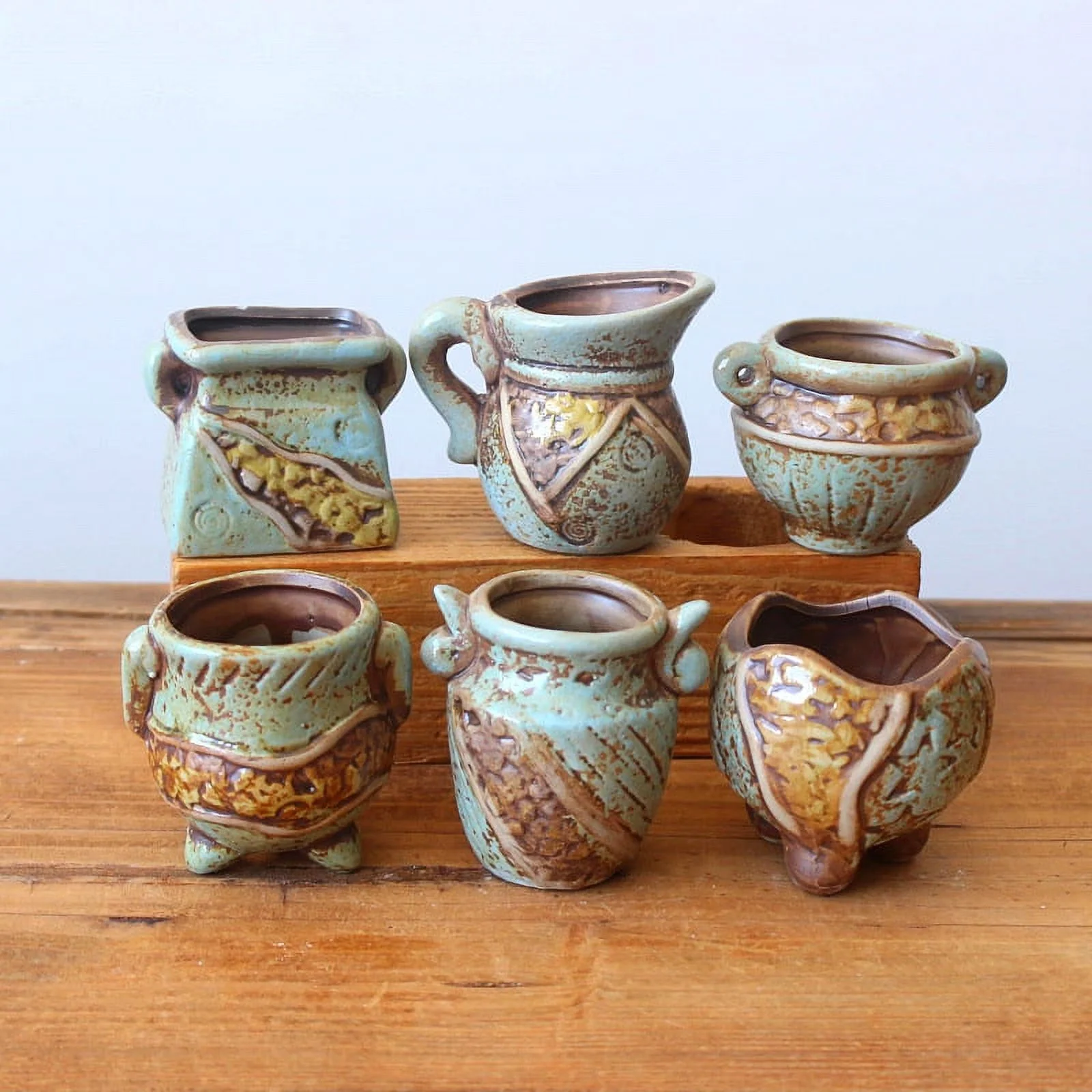 Hand-Painted Succulent Mini Planters - Nursery Pots for Seedlings, Thumb Pots, Desktop Potted Plants