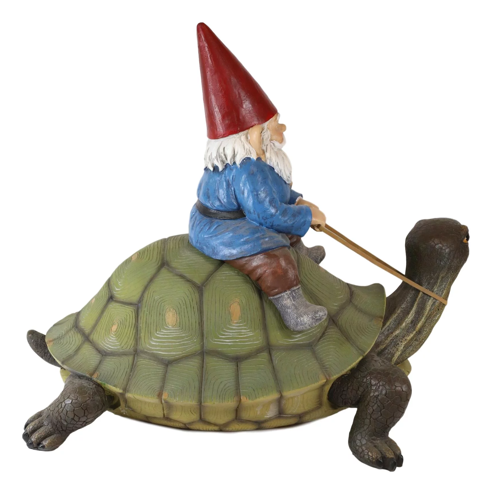 Ebros Large Whimsical Mr. Gnome Riding Giant Turtle Garden Statue 17.25