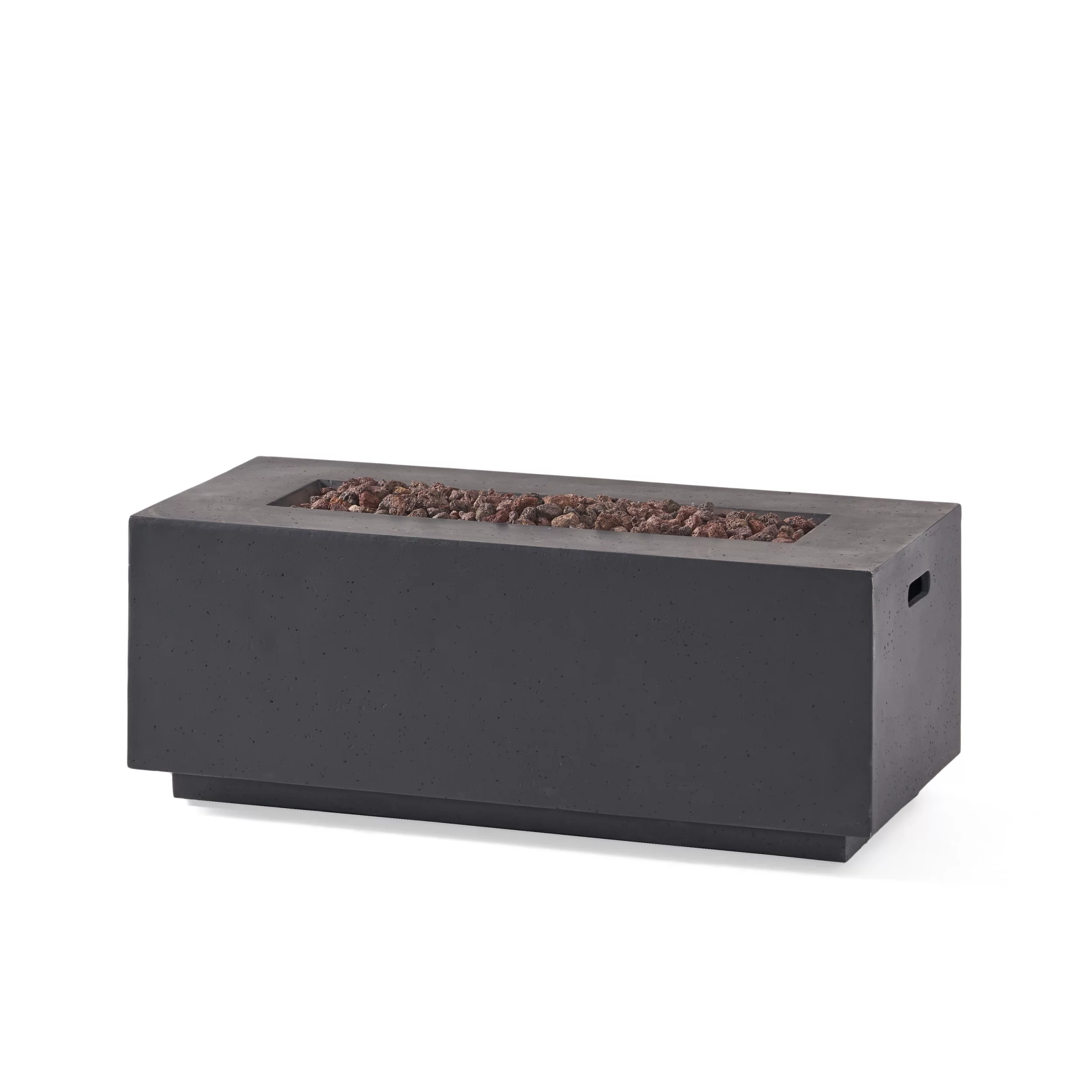 Hearth Outdoor 40,000 BTU Lightweight Concrete Rectangular Fire Pit (No Tank Holder), Dark Gray