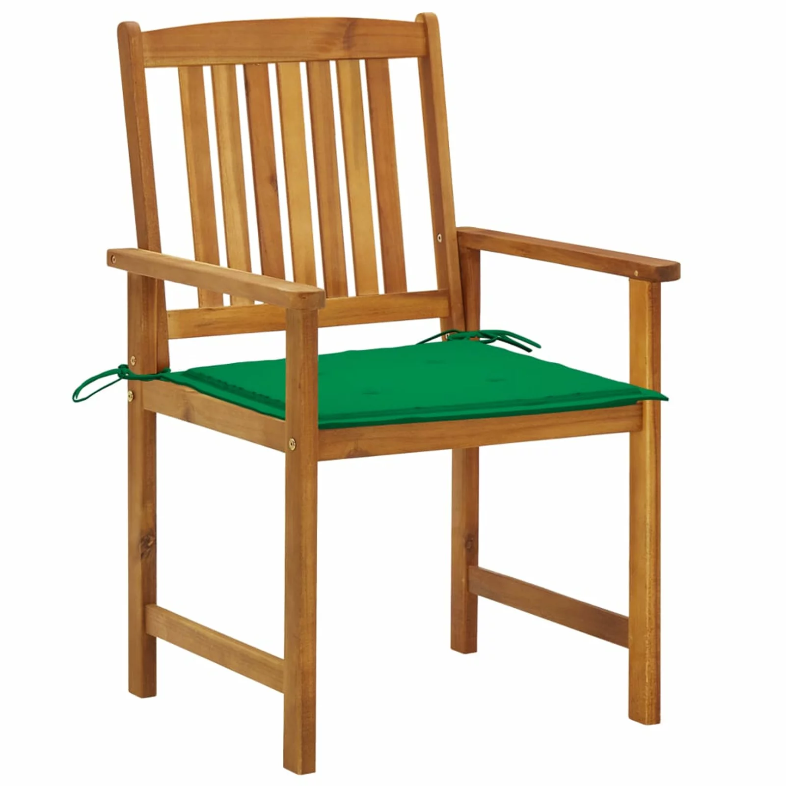 Anself 4 Piece Garden Chairs with Green Cushion Acacia Wood  Dining Chair for Patio, Balcony, Backyard,  Furniture 24 x 22.4 x 36.2 Inches (W x D x H)
