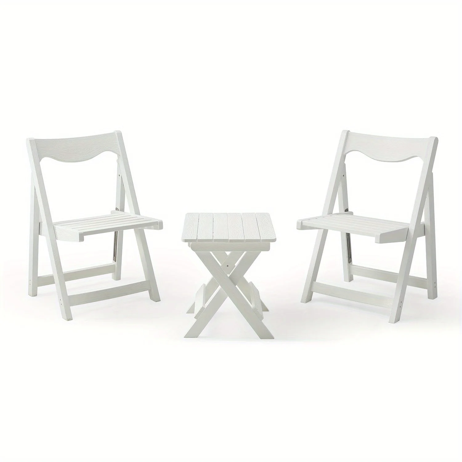 Zateety Foldable Small Table and Chair Set with 2 Chairs and Rectangular Table  White