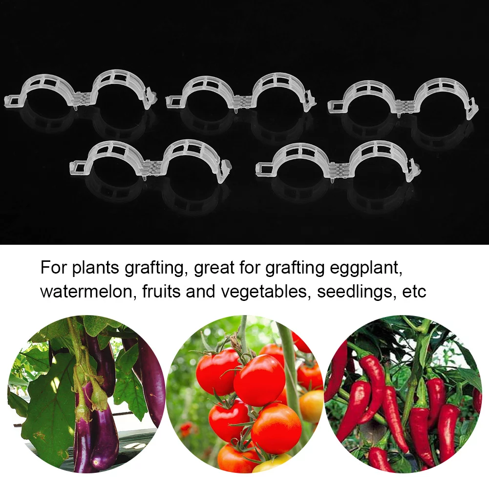 Dekaim Grafting Clips, 100Pcs Vegetable Fruit Tree Seedling Nursery Plastic Grafting Clips Plants Gardening Tools
