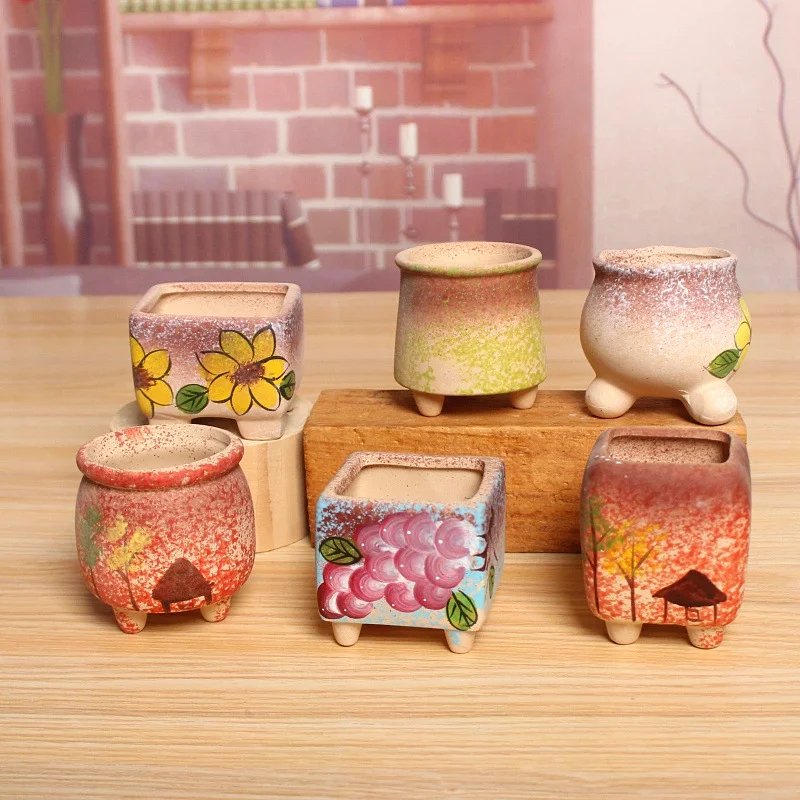 Hand-painted Ceramic Succulent Planter - Korean Style Thumb Plate for Seedling Cultivation