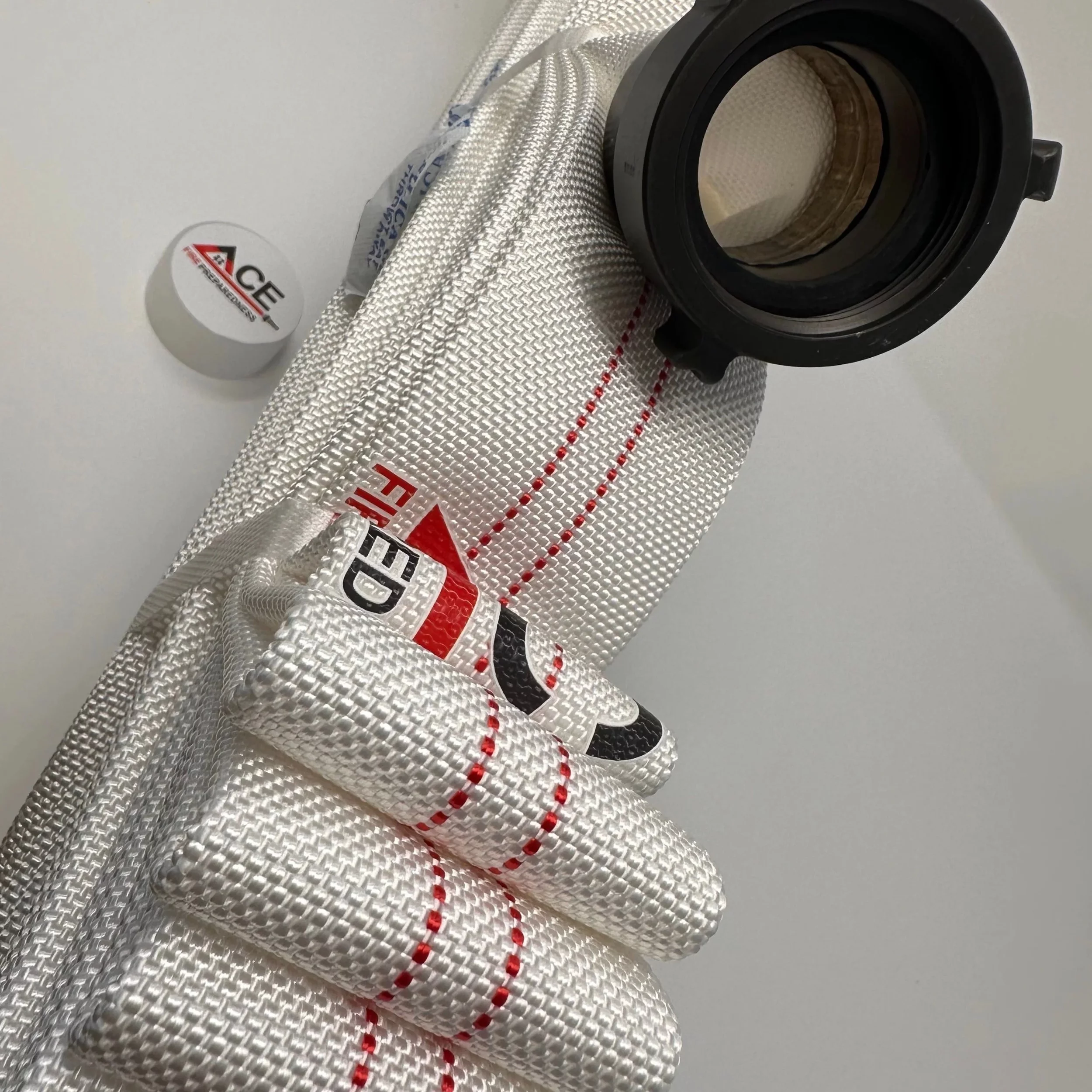 SALE - Fire Cabinet Hose 75' x 1.5 (4 pack), Folded, Pyro-lite Aluminum Couplings, TPU Lining (dated Jan 2023)FM Approved