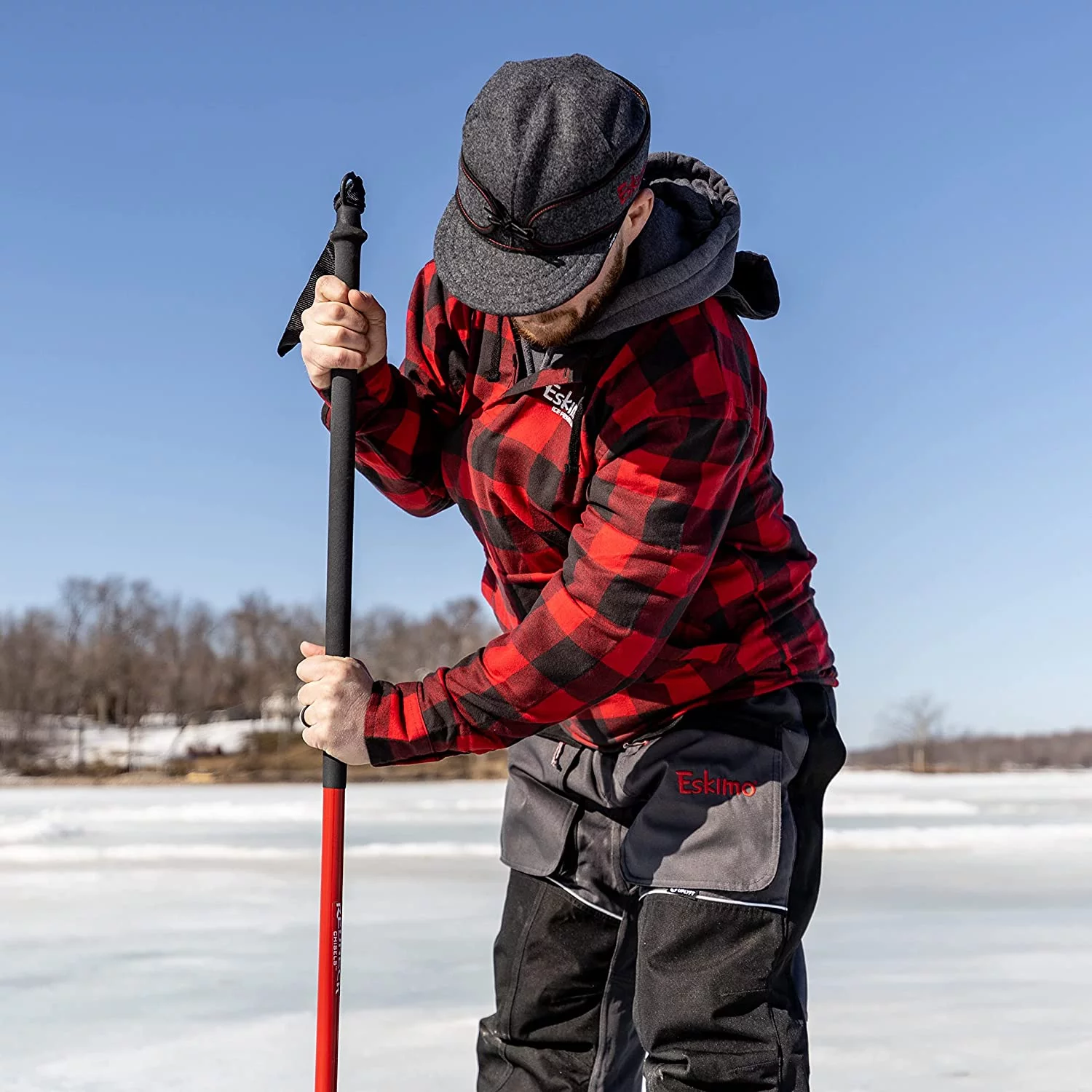 CH11 59.5-Inch Multi-Faceted, Triple-Action Chipper Head Design Ice Chisel,Red