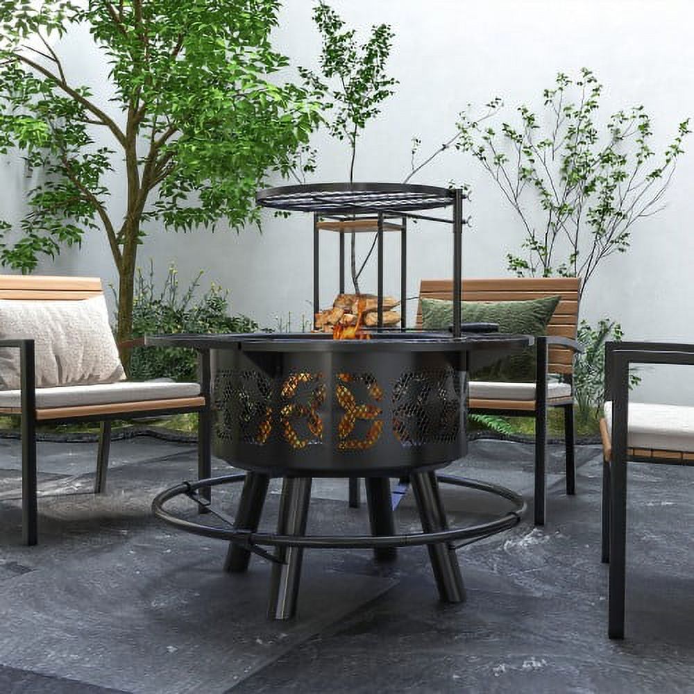 Buumin Outsunny 2-in-1 Fire Pit, BBQ Grill, 33