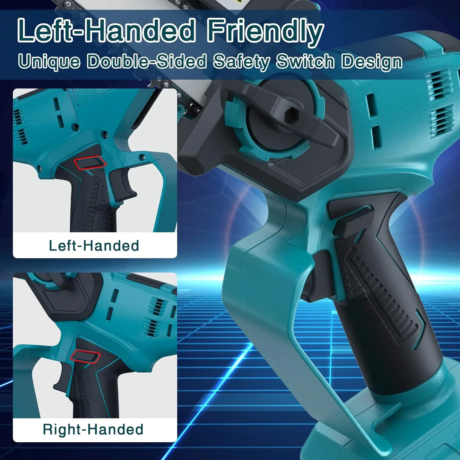 Open Box HAJACK Mini Chainsaw 6-Inch, Electric Cordless Chainsaw 2 Batteries NY199 - BLUE