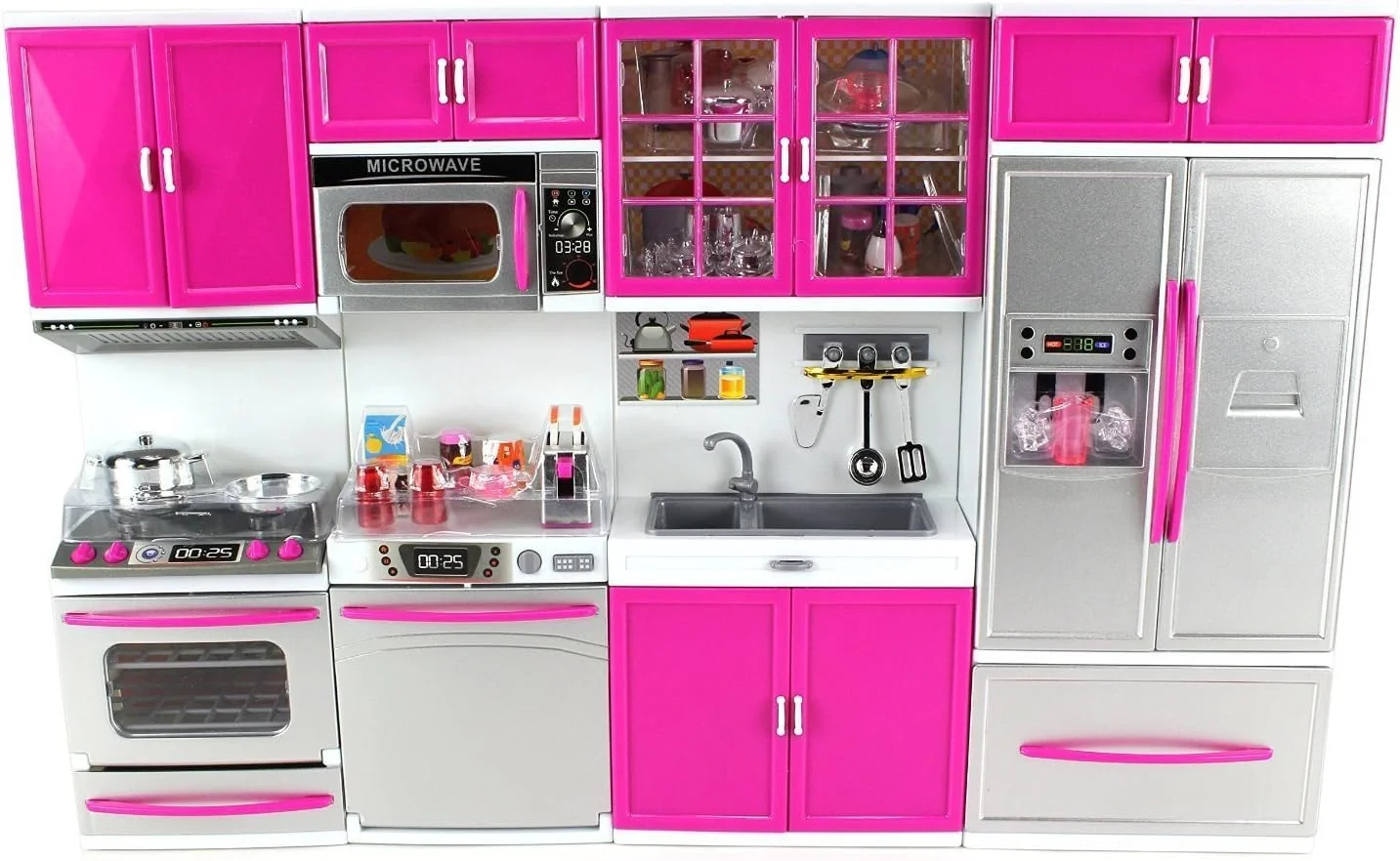 Trading & Import Psk32 My Modern Kitchen 32 Full Deluxe Kit Battery Operated Kitchen Playset: Refrigerator, Stove, Sink, Microwave
