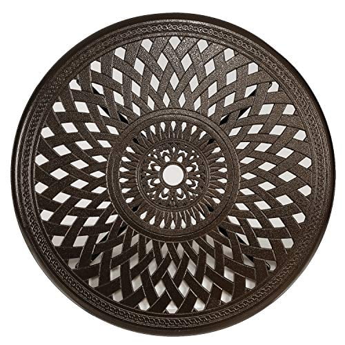 Puluomis 31” Round Cast Aluminum Dining Table, Outdoor Patio Retro Bistro Dining Table with 2” Umbrella Hole