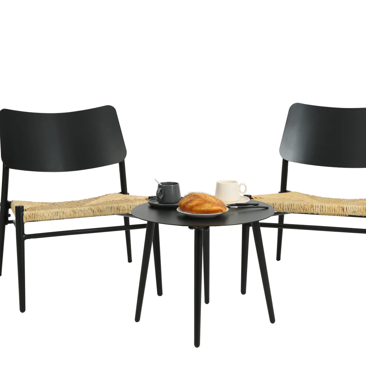 Aluminium 3 Piece Patio Set Bistro Table and Chairs Set   Backyard  Garden  Living Room  Black