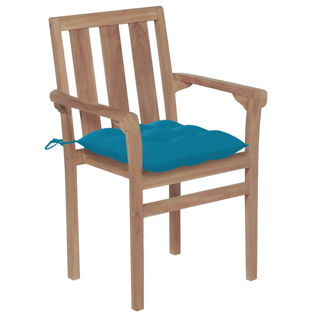 Dcenta Stackable Patio Chairs with Cushions 6 pcs Solid Teak Wood