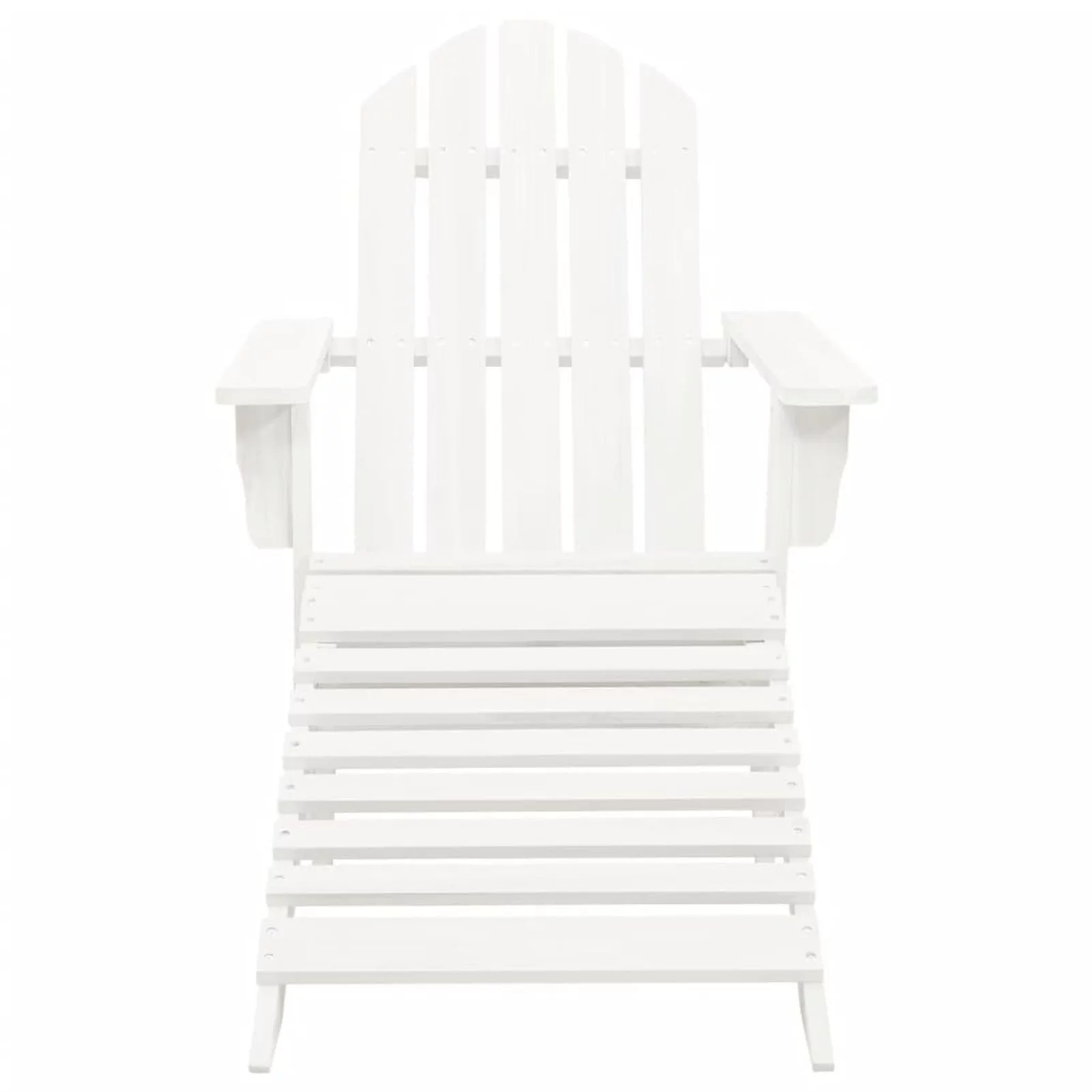 Walmeck Patio Adirondack Chair with Ottoman&Table Solid Fir Wood White