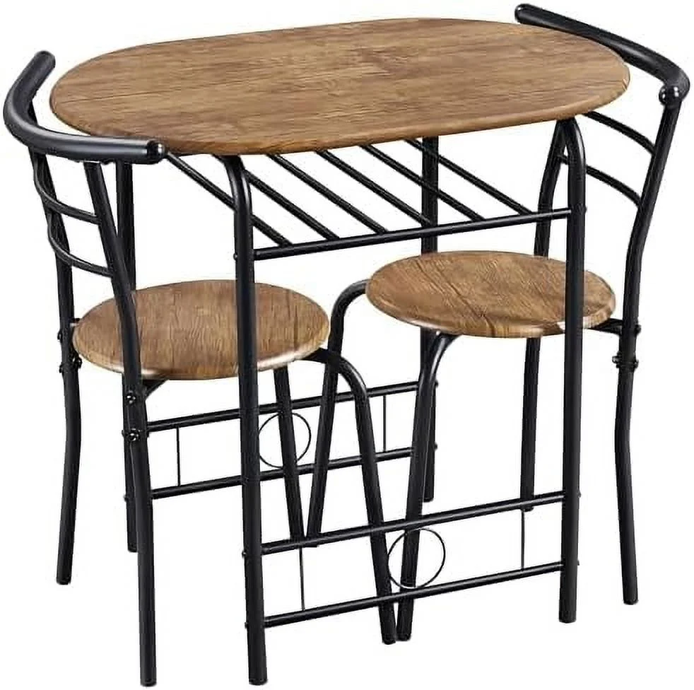 CHNBVC Modern Round Dining  Set  Kitchen  and 2 Chairs Small Dining  for 2 with   Breakfast Bistro  Set for Small Space Kitchen Home  Brown