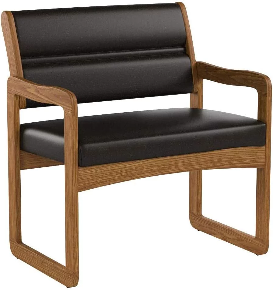 YANRUI Valley Bariatric Guest, Sled Base Chair, Medium Oak