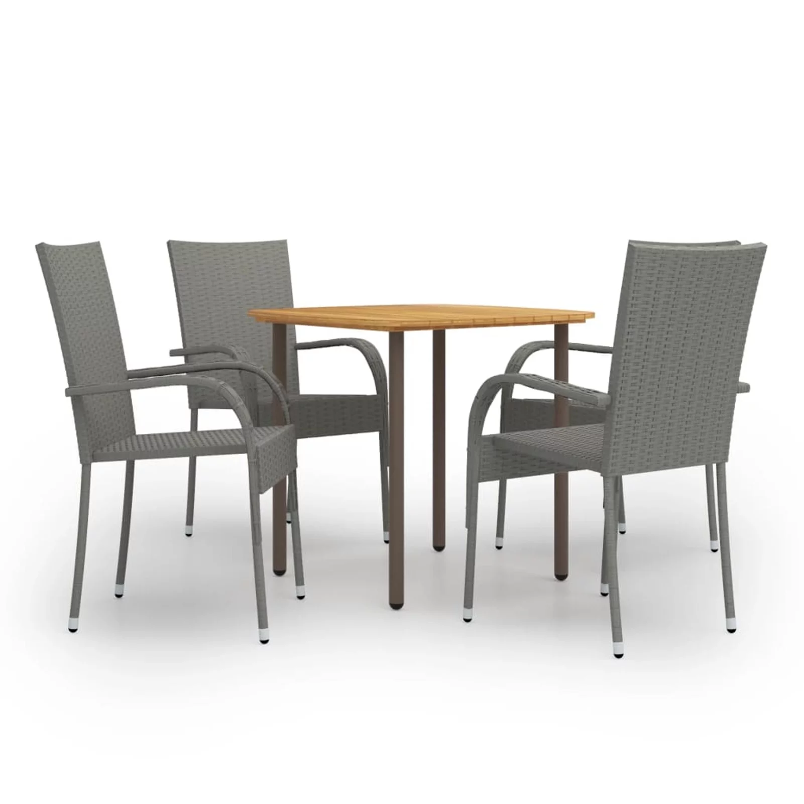 Carevas 5 Piece Patio Dining Set Poly Rattan Gray