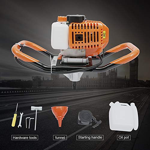 Post Hole Digger, 52CC 2 Stroke Gasoline Power Garden Digging Machine, Hammer Drilling Machine with Air-Cooled and Single-Cylinder Gasoline,1900W 7500 RPM