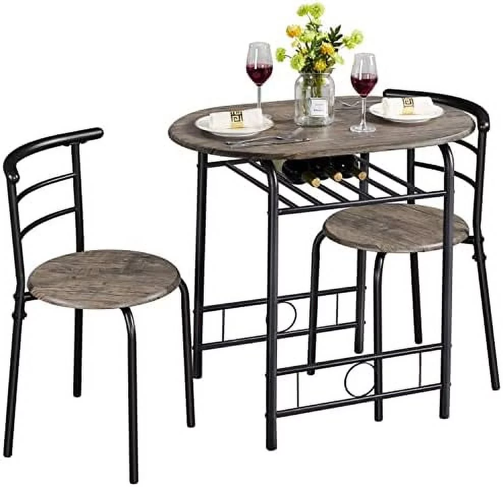 CLKHGFAR Modern Round Dining  Set  Kitchen  and 2 Chairs Small Dining  for 2 with   Breakfast Bistro  Set for Small Space Kitchen Home  Brown