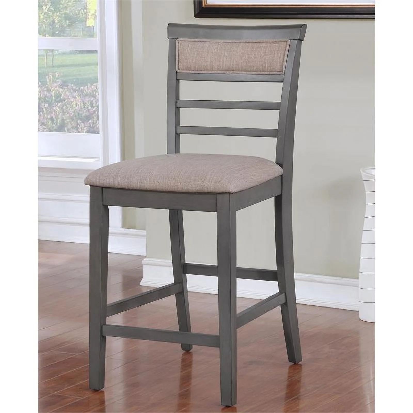 Furniture of America Alyssum Wood 7 Piece Counter Height Set in Weathered Gray