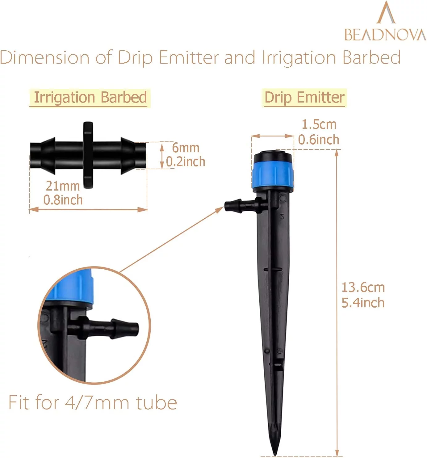 Drip Irrigation Spray Emitters 50pcs Drip Emitters for 1/4 Inch with Straight Coupling Full Circle Micro Sprinkler Adjustable Irrigation Drippers for Drip Irrigation Parts Garden Patio Lawn