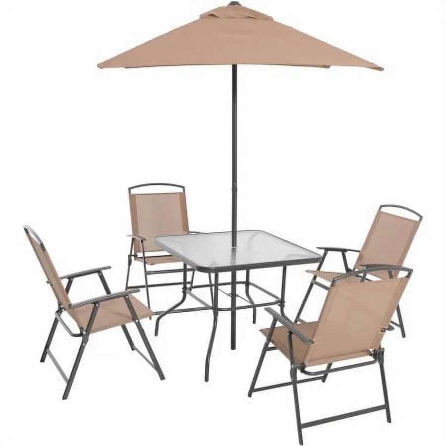6-Piece S Dining Set By ？s, S Table, S S Chair, S Umbrella, S Dining Set, Outdoor Decorations, Outdoor Dining Set (Tan)