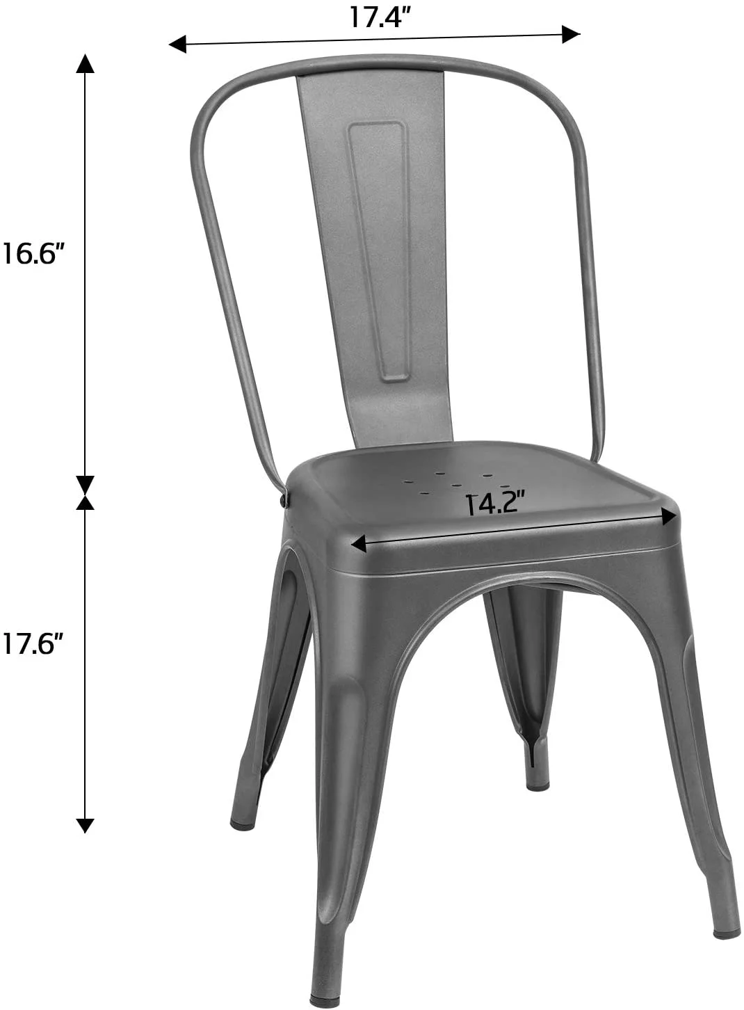 Metal Dining Chair Indoor-Outdoor Use Classic Chair Chic Dining Bistro Cafe Side Metal Chairs Set of 4 (Gray)