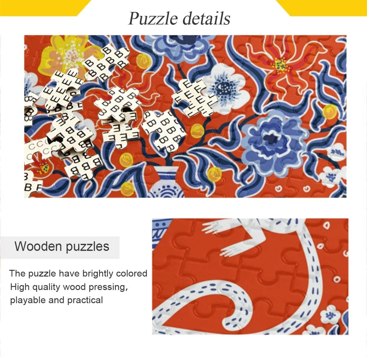 Coolnut 500 Piece Jigsaw Puzzle for Adults Kids, Beautiful Vintage Monkeys Chinoiserie Style Puzzle Wooden Jigsaw Puzzle Family Game Intellective Toys Wall Art Work for Educational Gift Home Decor