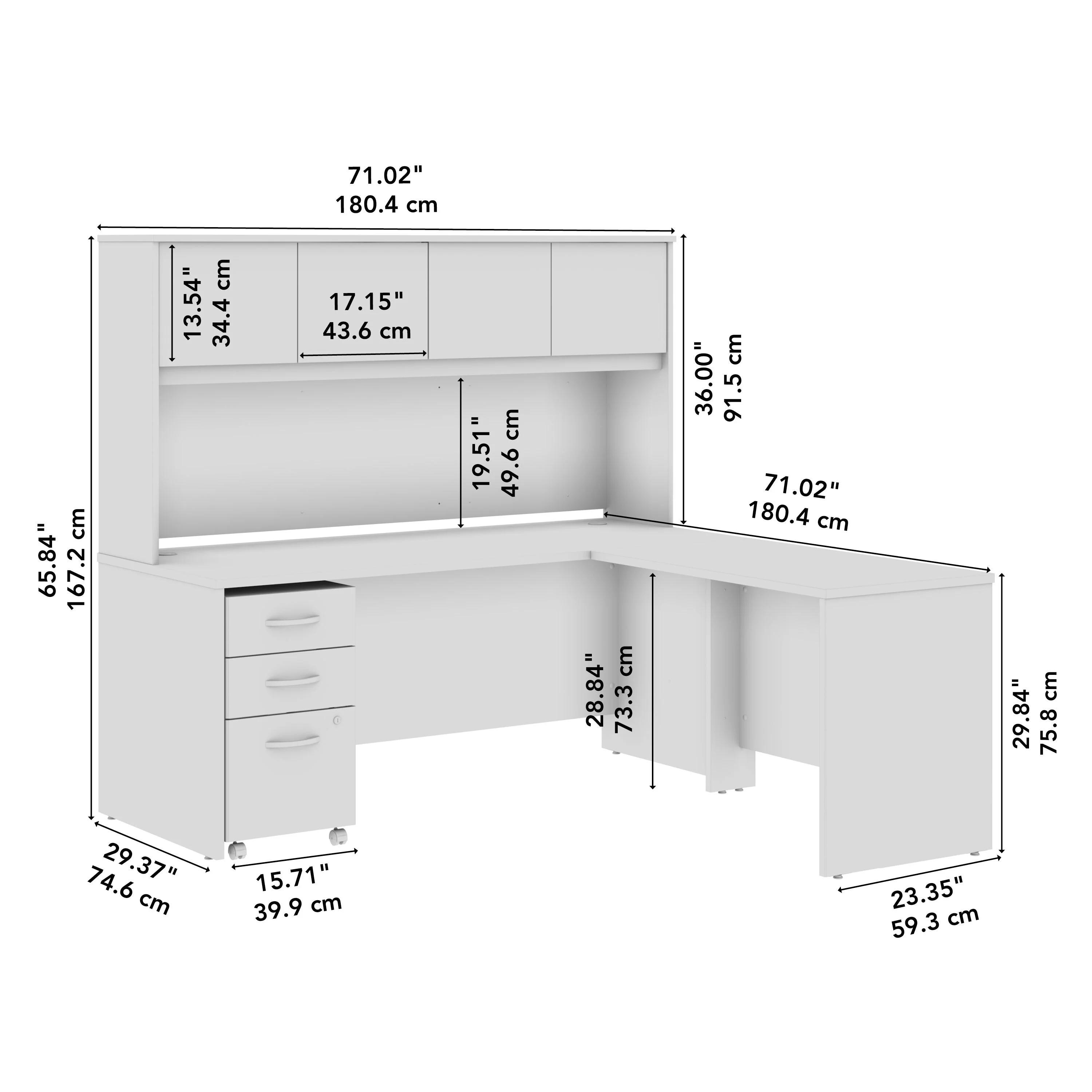 Studio C 72W L Shaped Desk with Hutch & Drawers in Natural Elm - Engineered Wood