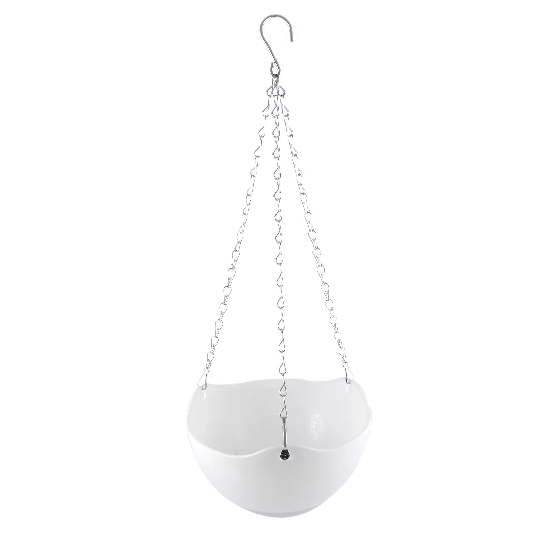 REGALWOVEN White Plastic Hanging Flower Pot Chain Plant Planter Basket Home Garden Decor