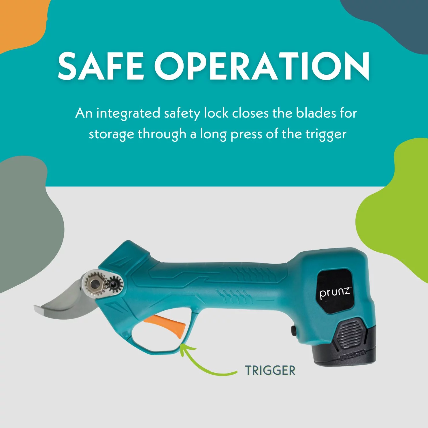 prunz Electric Bypass Pruning Shears, Rechargeable 14.4-Volt Lithium-Ion Battery