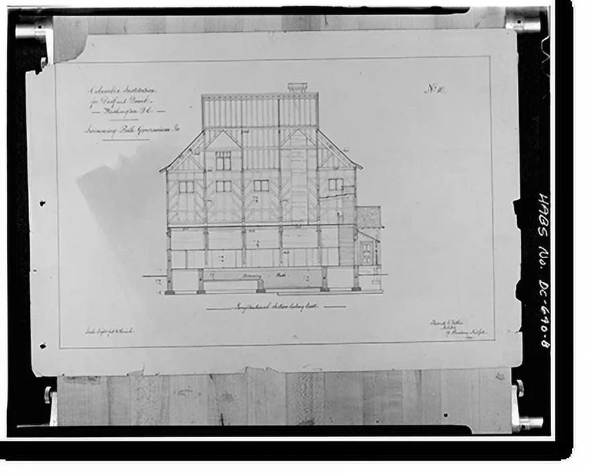 Historic Framed Print, Gallaudet College, Gymnasium, Seventh & Florida Avenue, Northeast, Washington, District of Columbia, DC - 8, 17-7/8