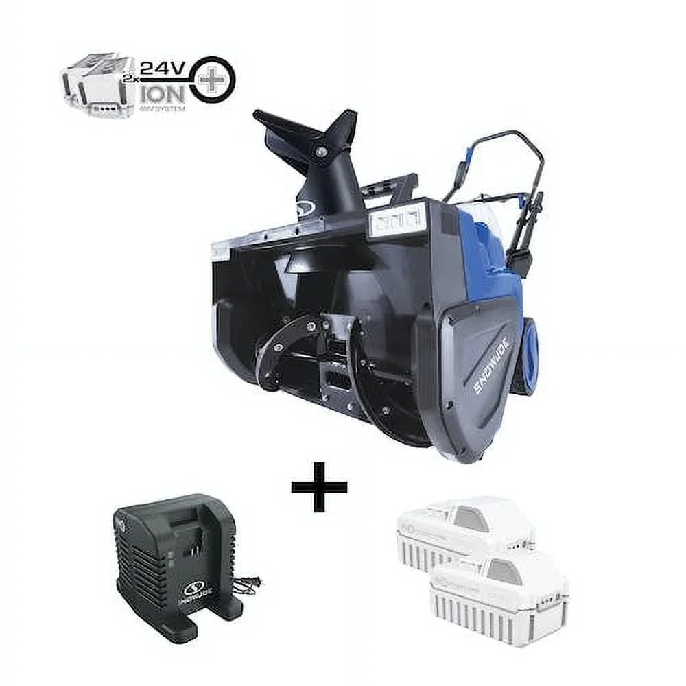 Restored Snow Joe 24V-X2-SB22 | 48-Volt* MAX IONMAX Cordless Single-Stage Snow Blower Kit W/ 2 x 8.0-Ah High Performance Batteries | High Speed Dual Port Charger (Refurbished)