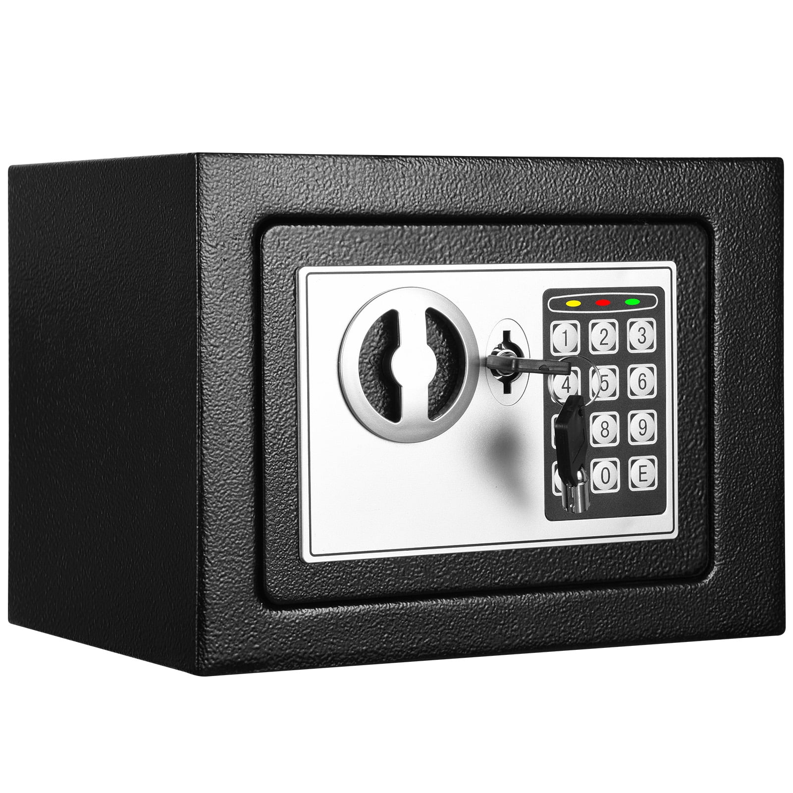 RETLLAS 0.25 Cu.ft. Fireproof Safe, Keys & Digital Ring Keypad Lock, Home Safe for Money, Wall Mountable, Black, 9.1