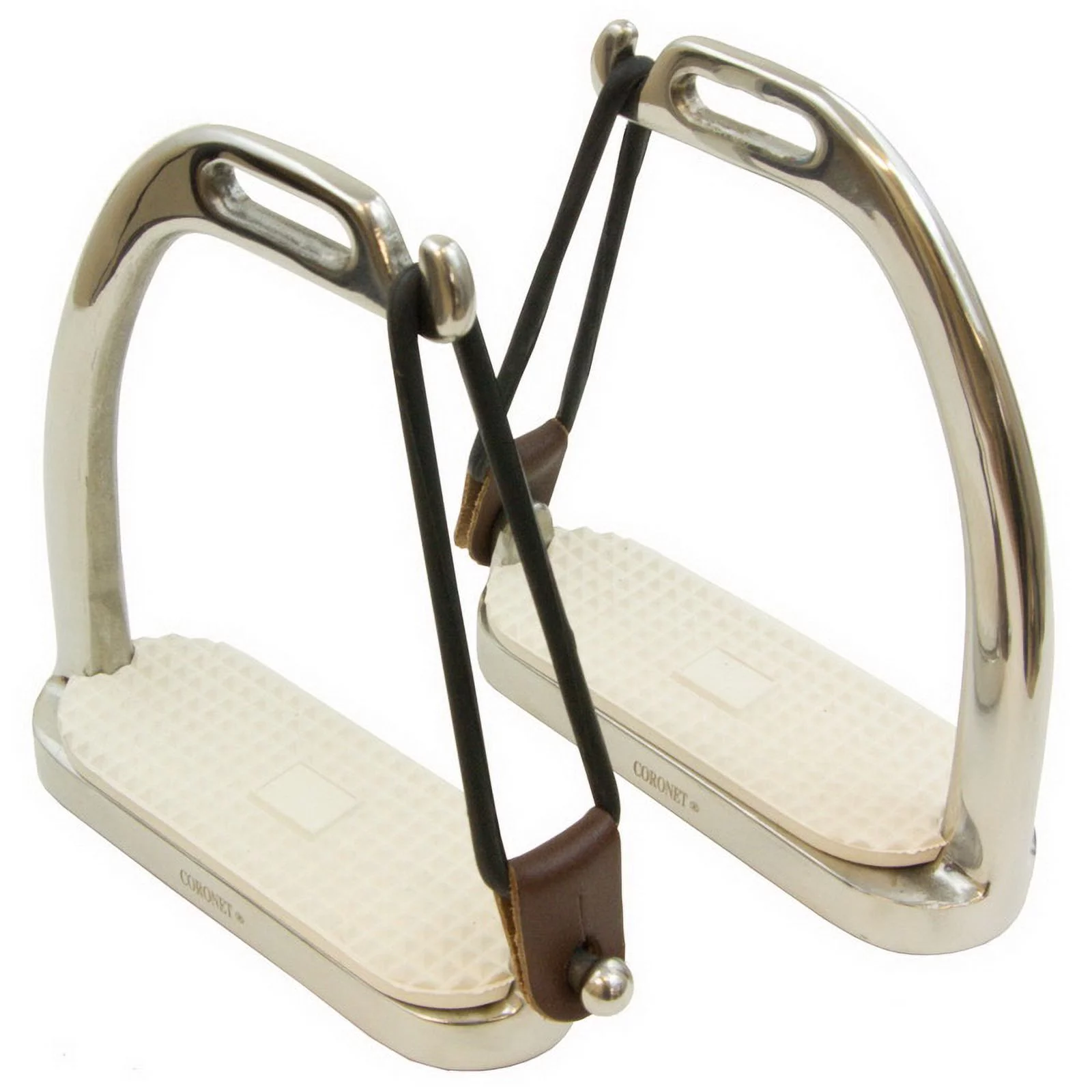 Coronet Peacock Stirrup Irons w/Pads - 4 3/4