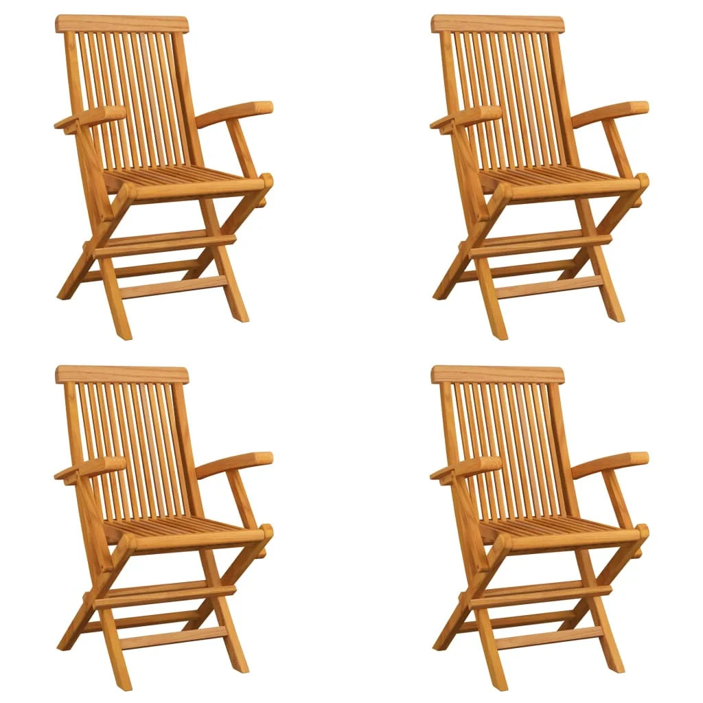 Folding Patio Chairs 4 pcs Solid Teak Wood