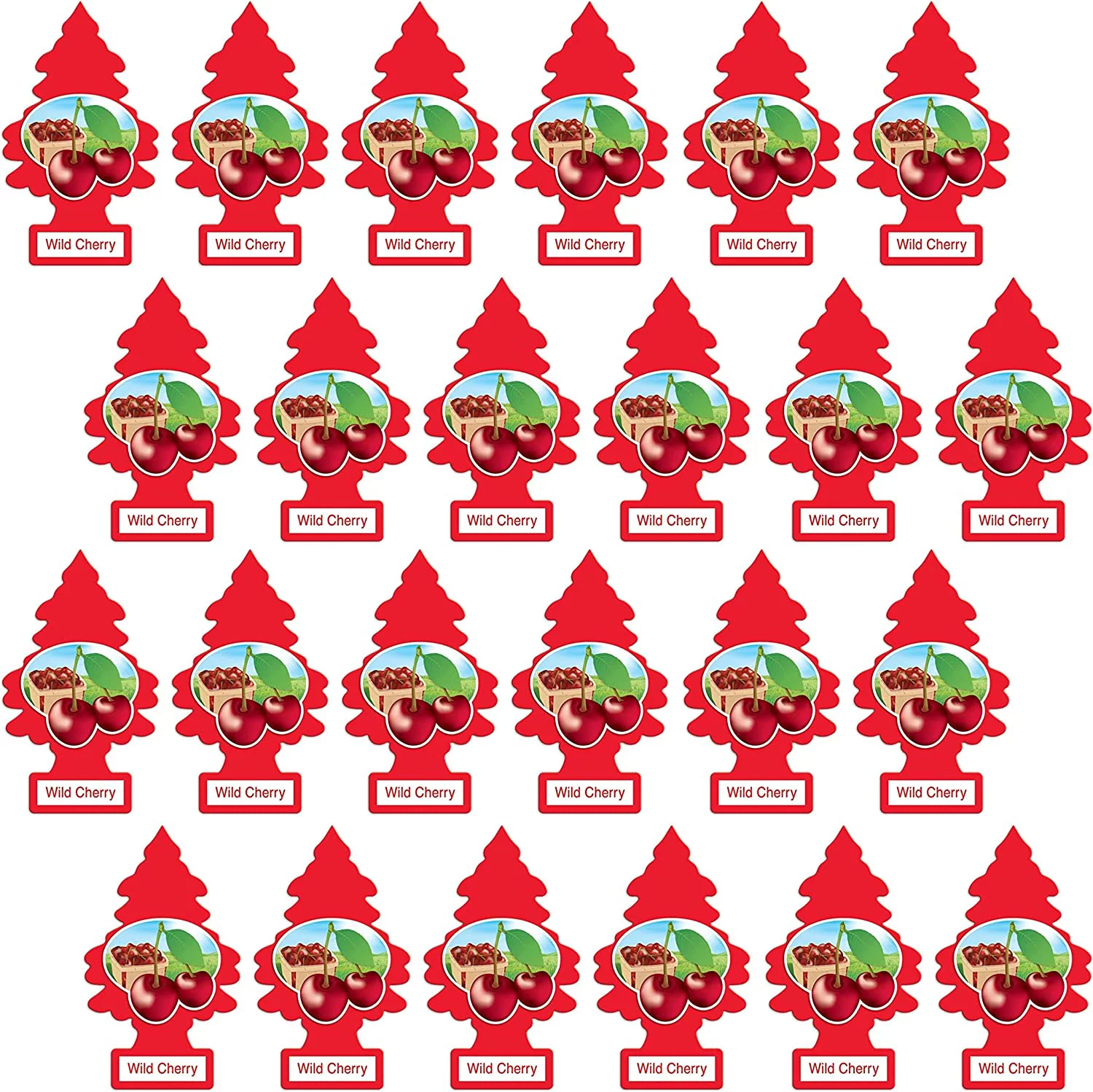 Little Trees Cardboard Hanging Car, Home & Office Air Freshener, Wild Cherry (Pack of 24)