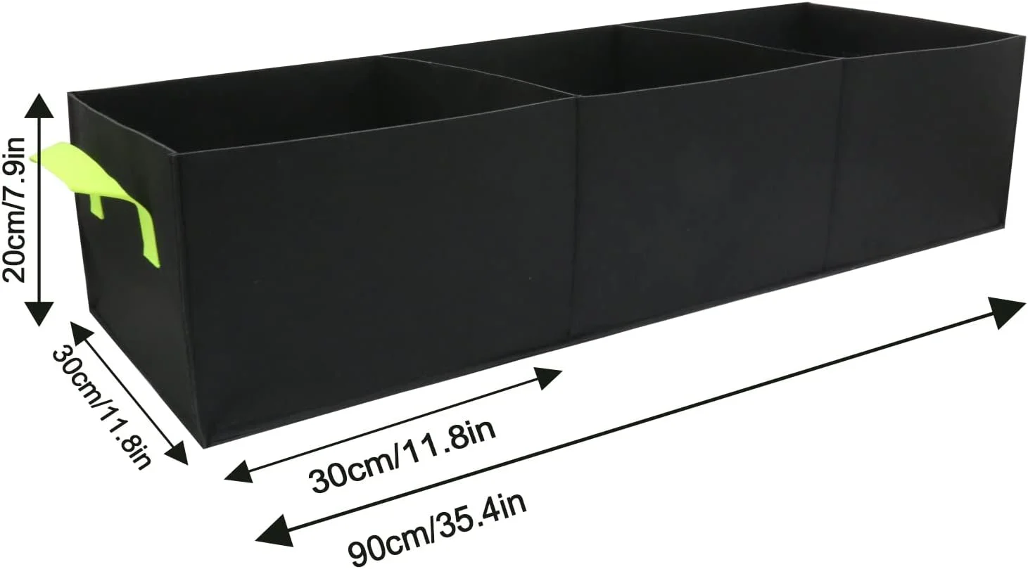 Zhuge Plant Grow Bags, 10 Pack Fabric Raised Planting Bads, 3 Holes Rectangle Grow Bag, 15 Gallon Breathable Potato Tomato Planter Pots for Outdoor Vegetables Plant Flowers (Black)