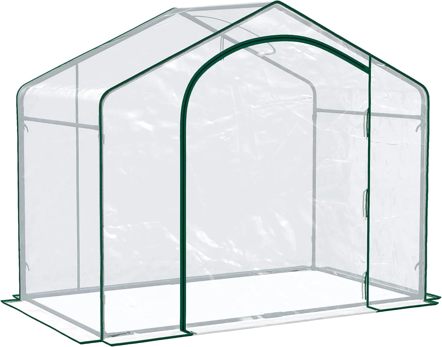 6' x 3' x 5' Portable Walk-in Greenhouse, PVC Cover, Steel Frame Garden Hot House, Zipper Door, Top Vent for Flowers, Vegetables, Saplings, Clear