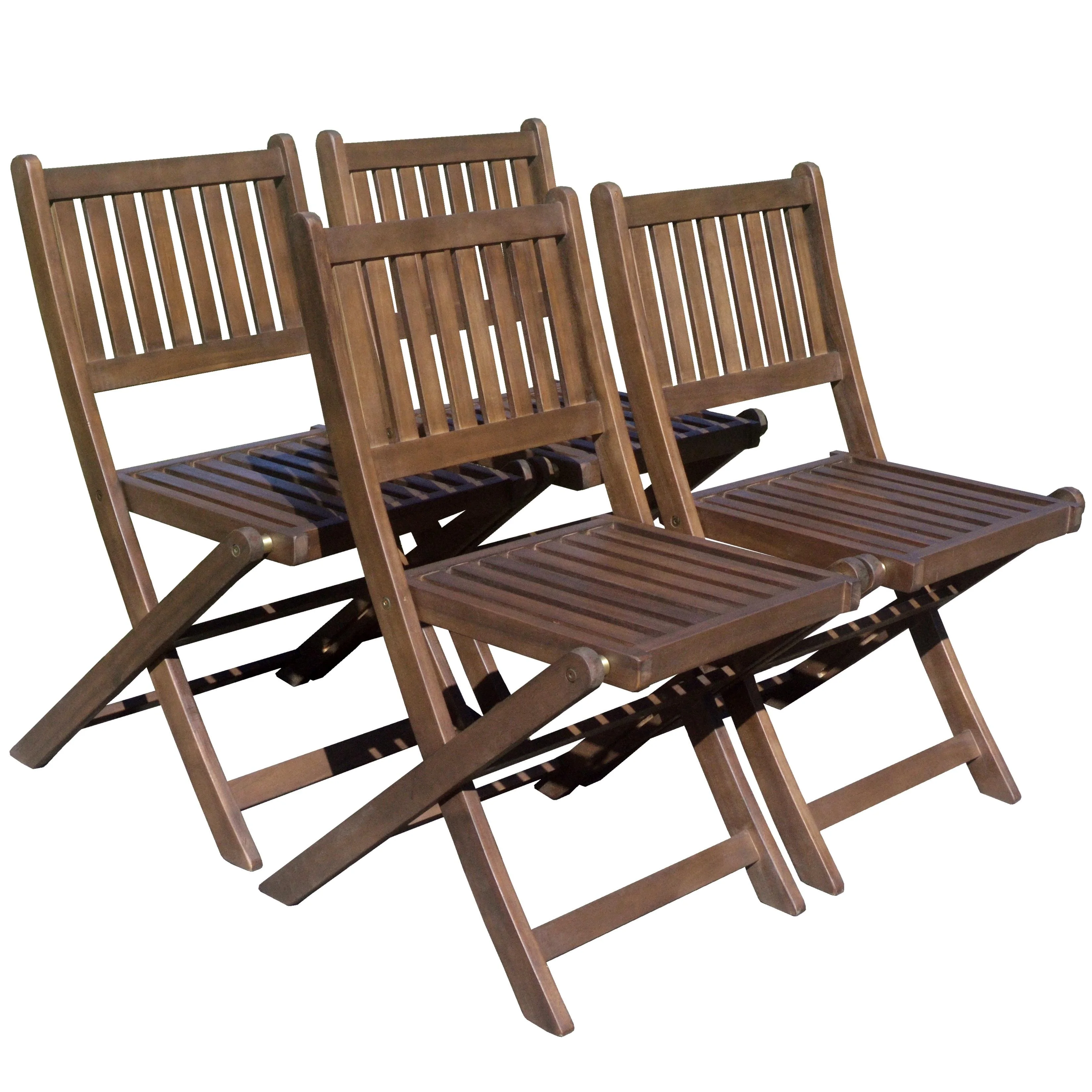 Zoovilla Acacia Folding Dining Chairs, Brown - Set of 4