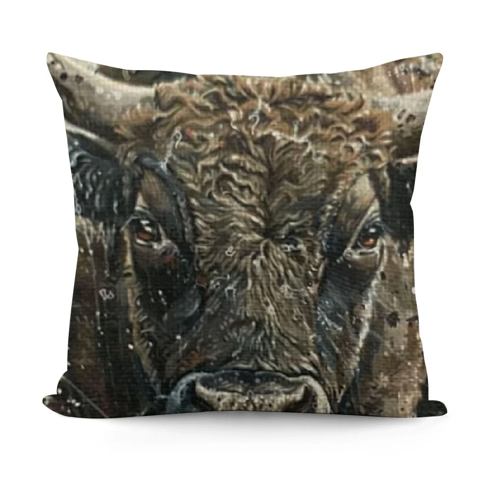 YINGXI Throw Pillow Case Animal Bull Nature West Decorative Cushion Cover Double-Sided Decorative Home Decor Indoor/Outdoor Garden Sofa Bedroom Car Pillow Cover 22x22in