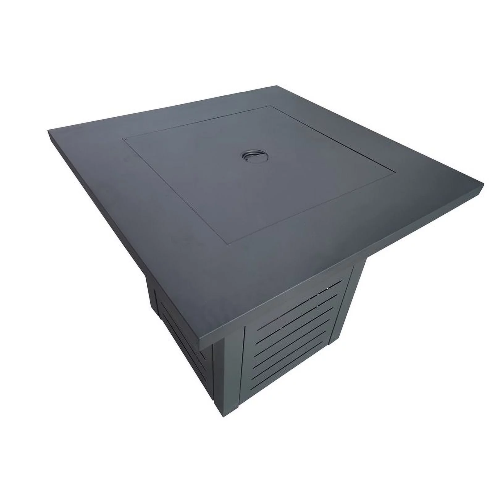 Belmont Home Jayapura Square Metal Fire Pit with Glass Rocks in Black