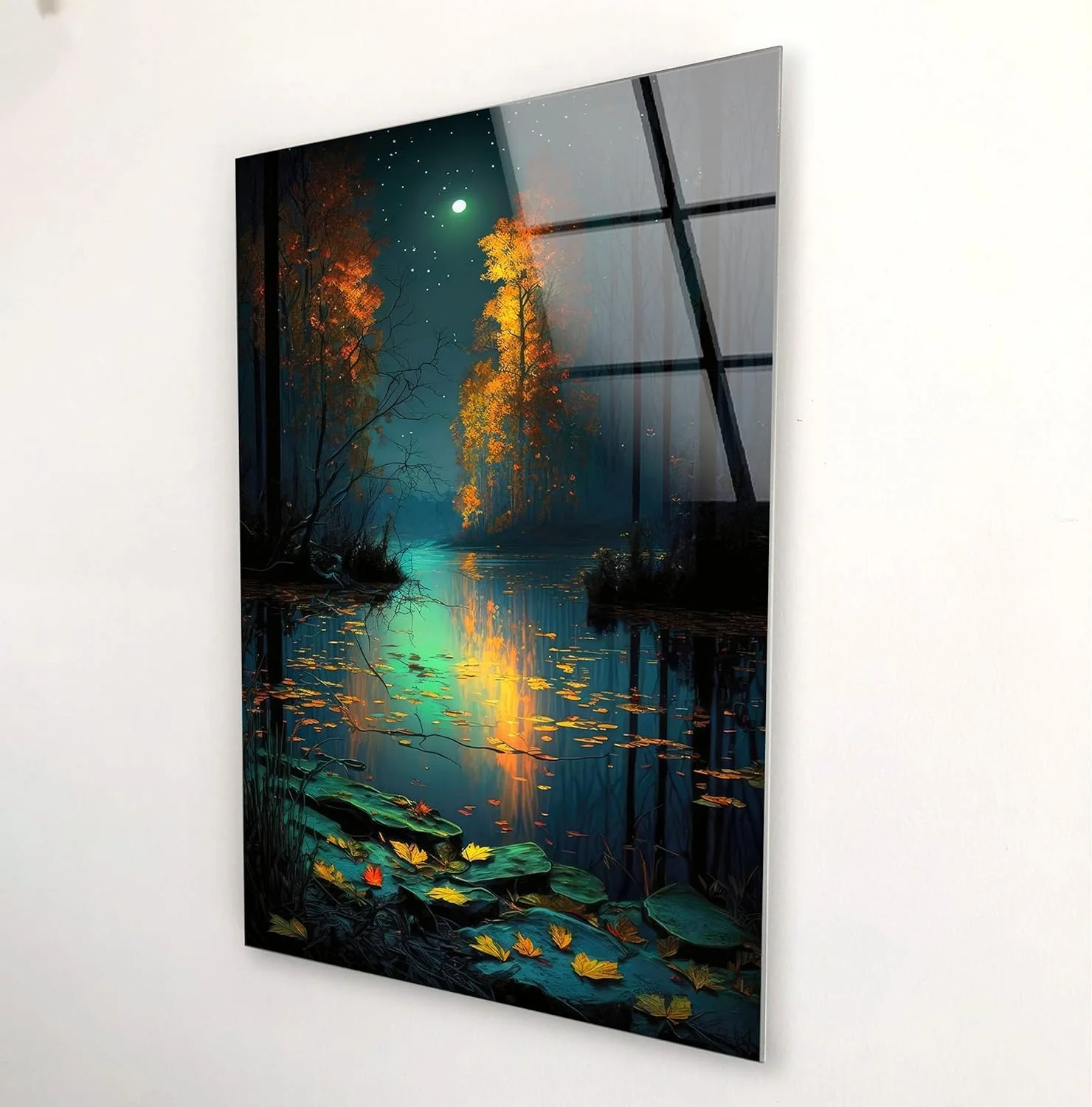 HelloGlass Tempered Glass Wall Art Oversized office Wall Decor Abstract Art And Cool Wall Hanging Lake View Wall Art Waterfall Wall Art View Wall Art 12x8inch