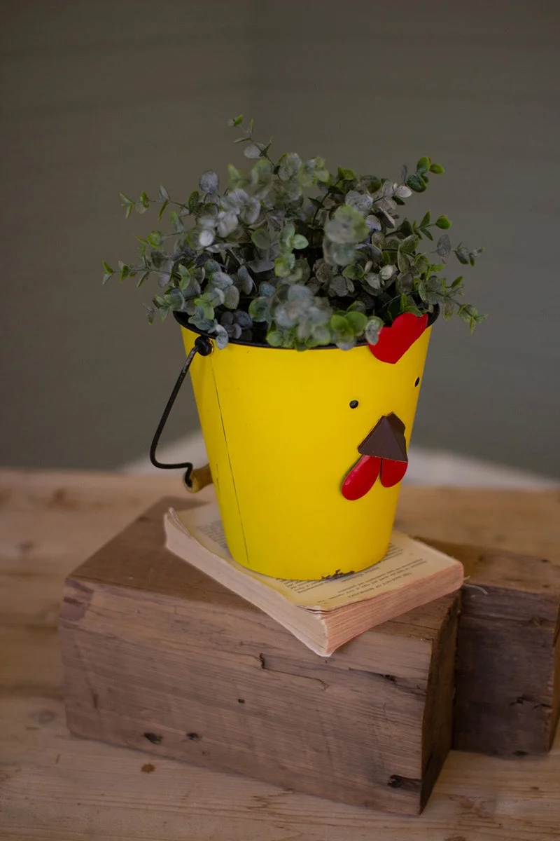 Painted Metal Chick Planter