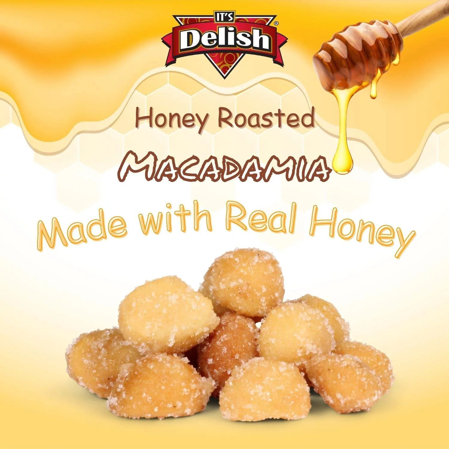 Honey Roasted Macadamia by It's Delish, 12 Oz Bulk Bag  Gourmet Macadamia Nuts in Honey Sugar Coating, Sweet & Heart Healthy Salted Nut, Kids Snack - Non-Dairy, Kosher Parve