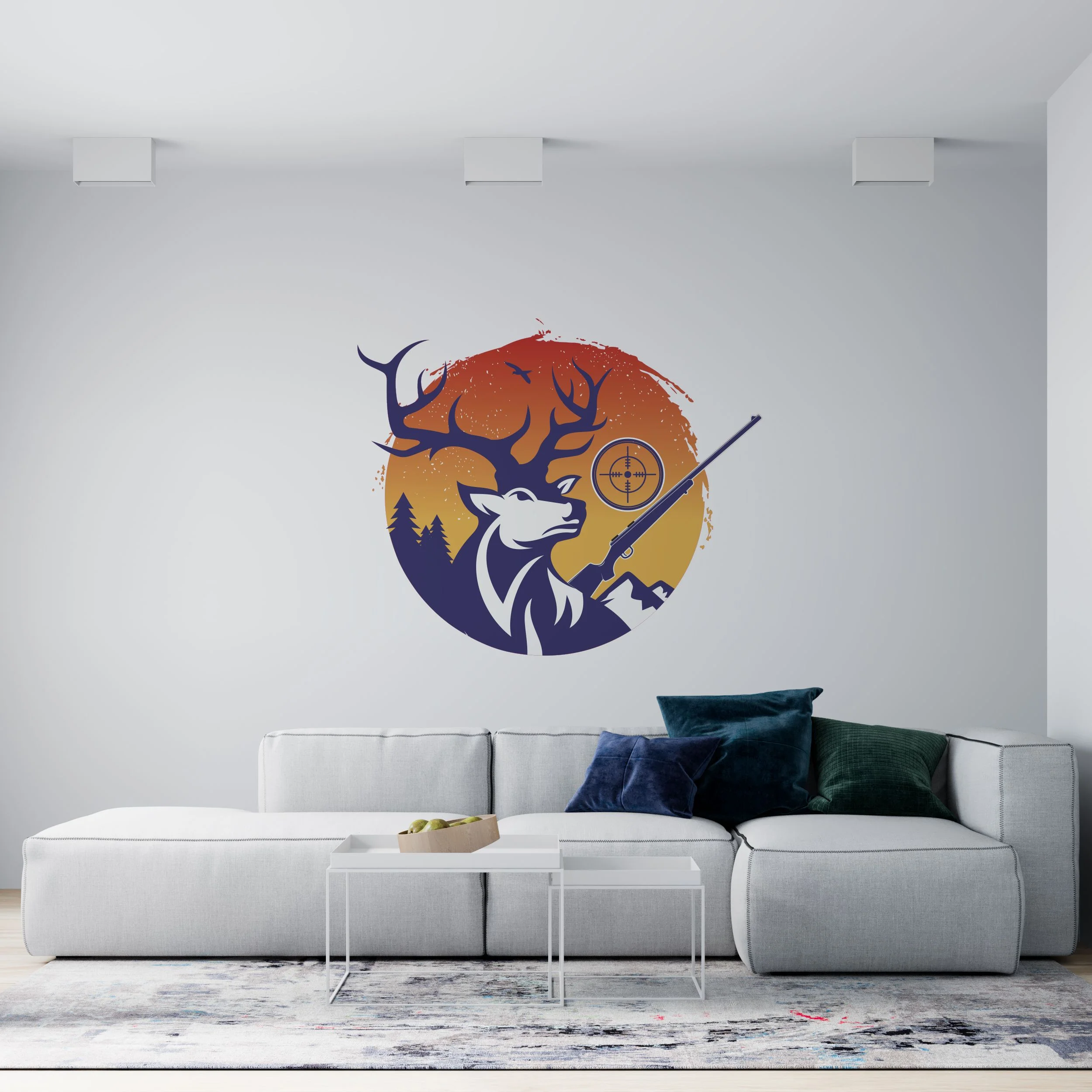 Home Art Vinyl Adhesive Rain Deer Gun Target Scope Design Multi-colored Wall Decal Sticker | 19
