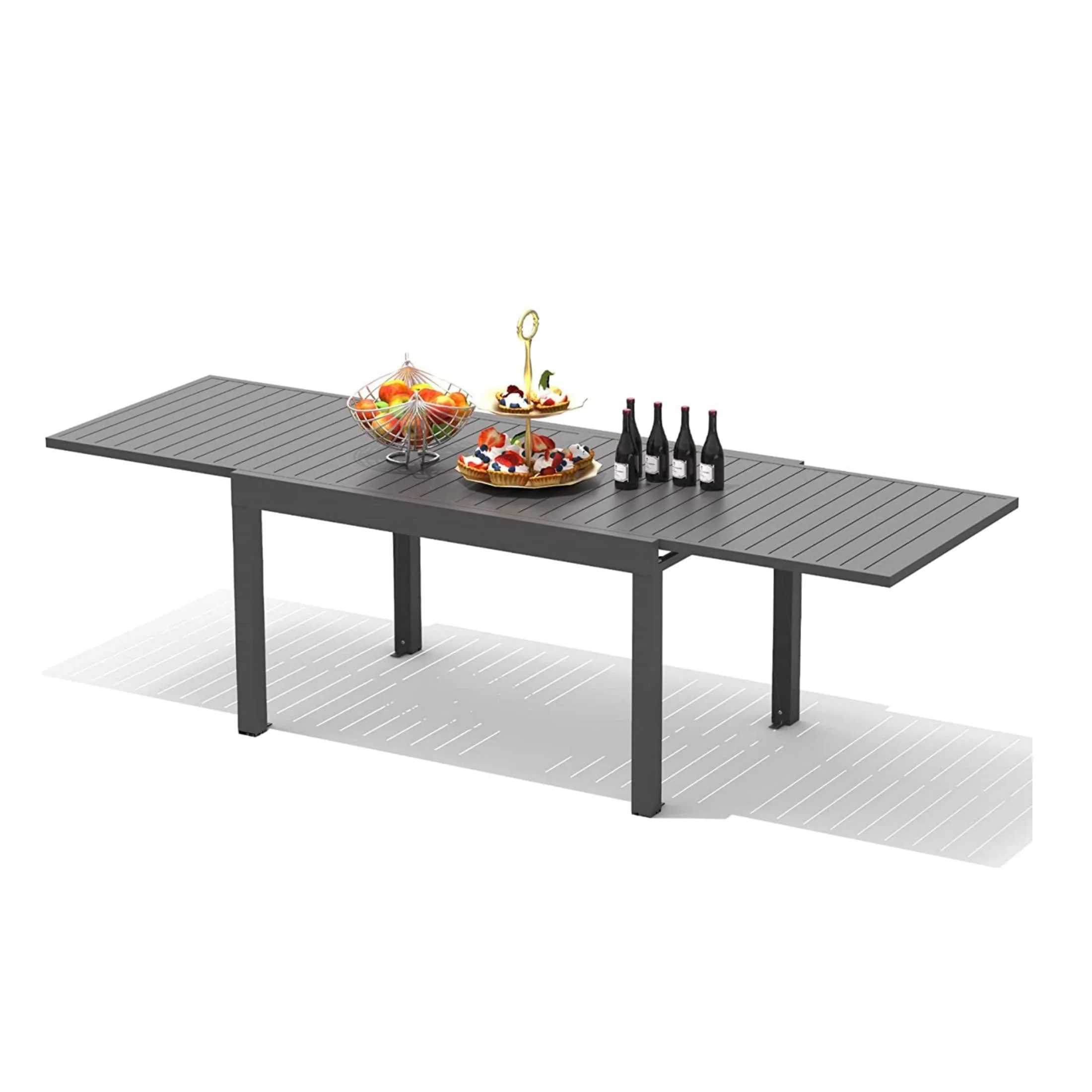 YJTONWIN Patio Dining Extendable Table Aluminum Table for Garden Bistro
